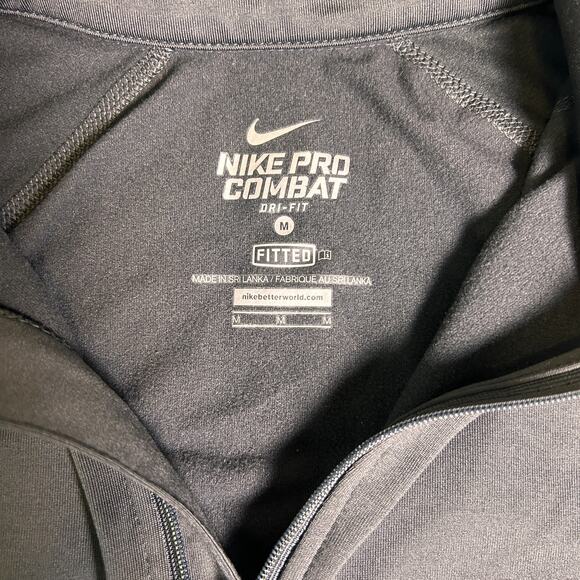 Nike Pro Combat 1/4 Zip Mock Womens Medium Gray Dri-Fit Fitted Running Training - Picture 5 of 6